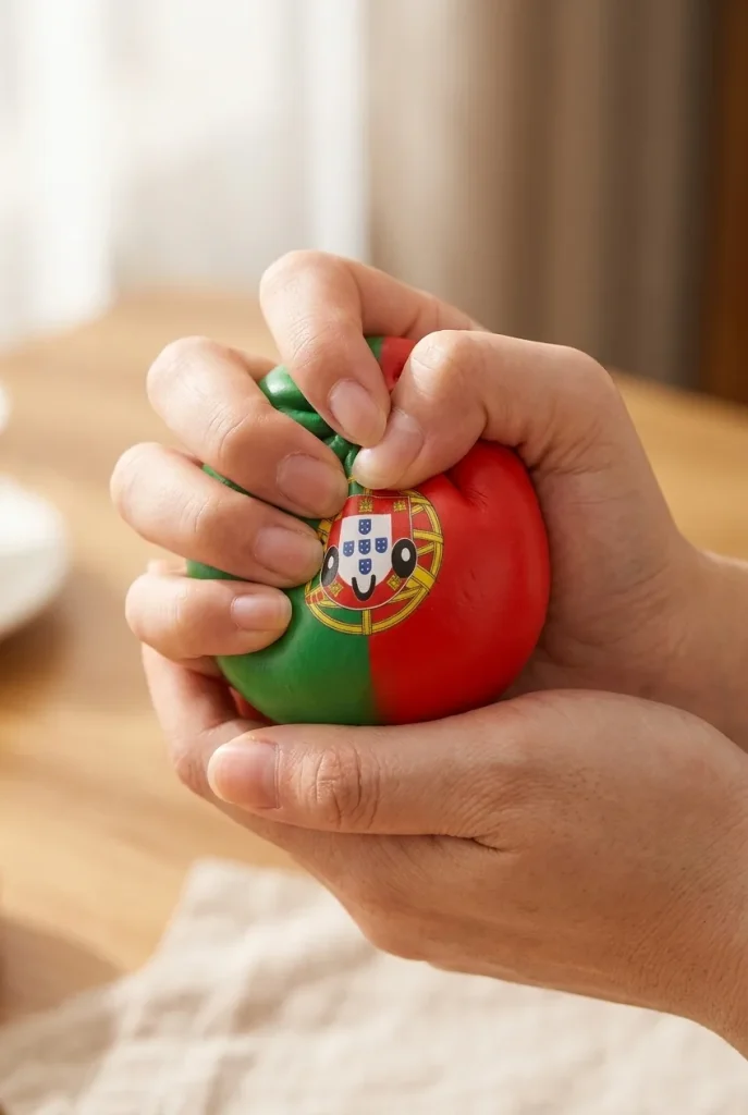 Portugal Flag Squishy Dumpling mid-squish