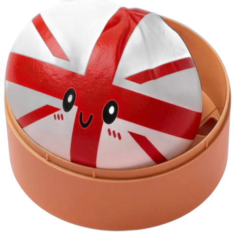 UK Flag Dumpling Squishy Toy being squeezed, soft slow-rise foam