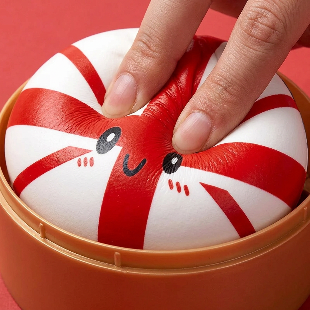UK Flag Dumpling Squishy Toy — slow-rise effect, the foam springs back slowly