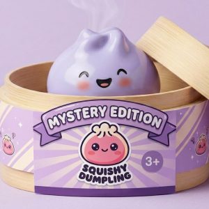 Dumpling Squishy Mystery Surprise in its bamboo steamer box