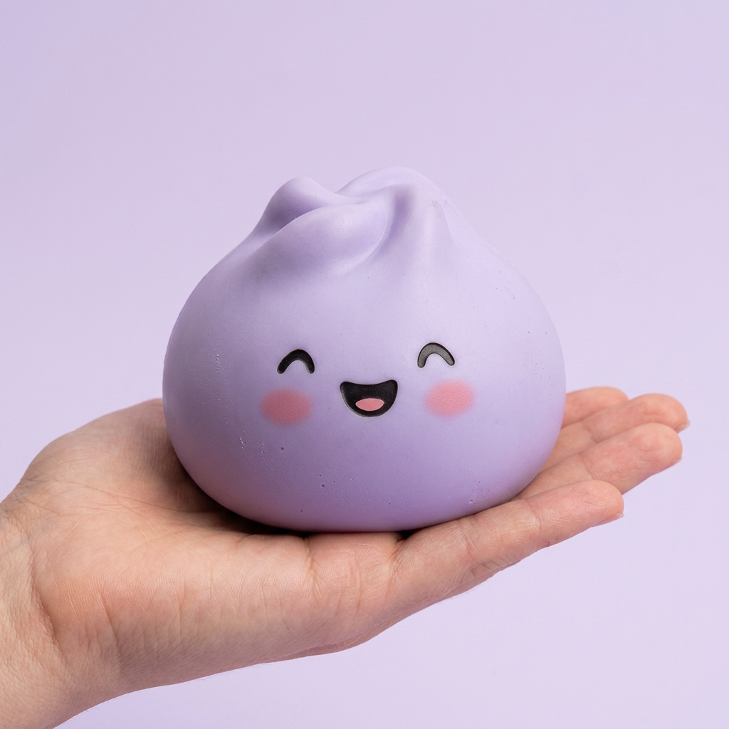 Dumpling Squishy Mystery Surprise held in hand, actual size