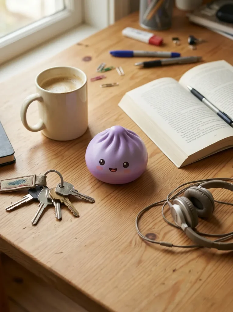 Dumpling Squishy Mystery Surprise on the desk