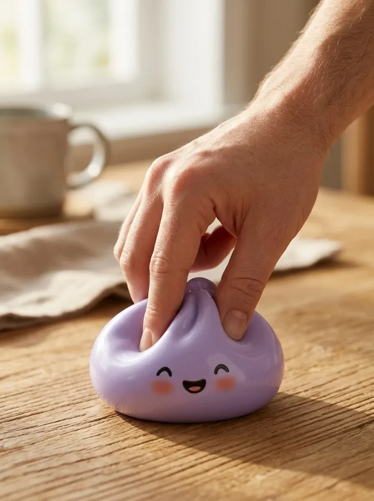 Dumpling Squishy Mystery Surprise mid-squish