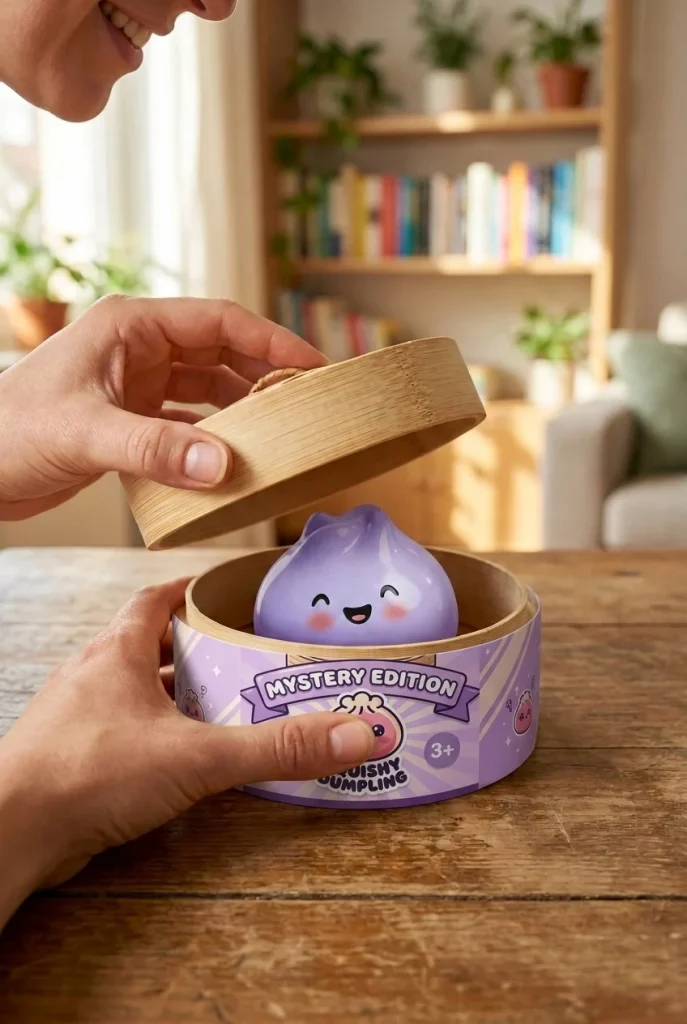 Dumpling Squishy Mystery Surprise unboxing moment