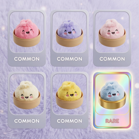 Dumpling Squishy Mystery Surprise being squeezed, soft slow-rise foam