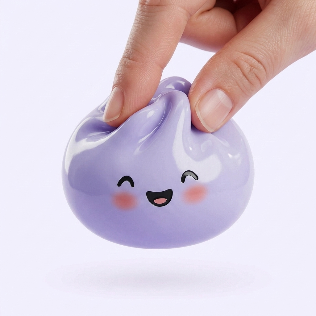 Dumpling Squishy Mystery Surprise being squeezed, soft slow-rise foam