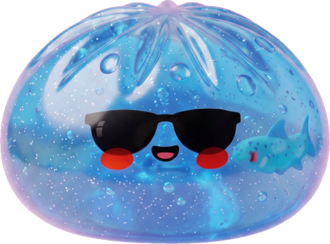 Sunglasses Dumpling Squishy being squeezed, soft slow-rise foam