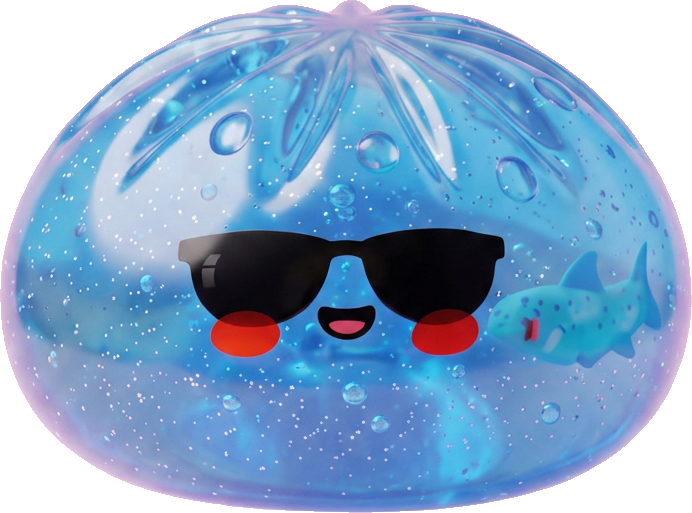 Sunglasses Dumpling Squishy being squeezed, soft slow-rise foam