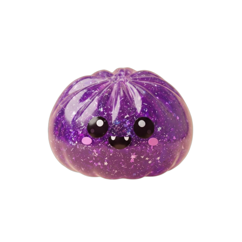 Vampire Halloween Glitter Dumpling Squishy being squeezed, soft slow-rise foam
