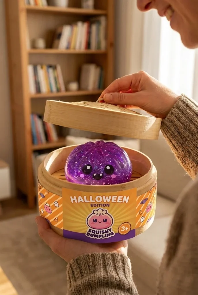 Vampire Halloween Glitter Dumpling Squishy unboxing moment