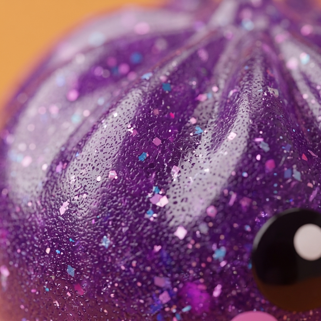 Vampire Halloween Glitter Dumpling Squishy — close-up of the texture