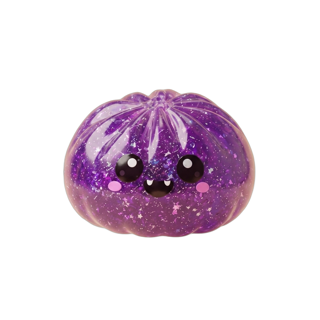 Vampire Halloween Glitter Dumpling Squishy being squeezed, soft slow-rise foam