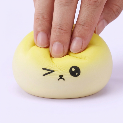 Viral Mystery Dumpling Squishy being squeezed, soft slow-rise foam