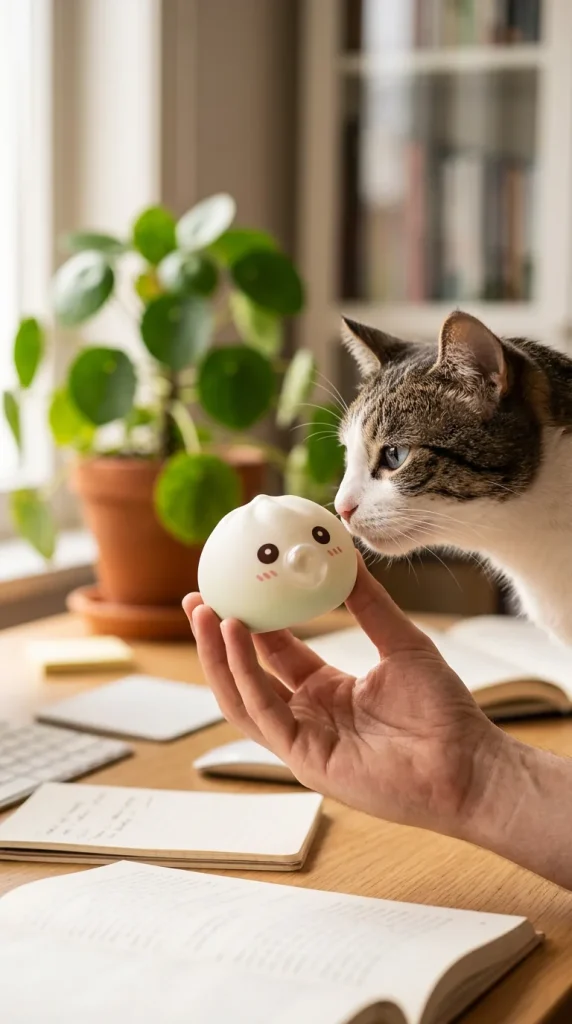 Giant Dumpling Squishy Cloud White with a plush friend