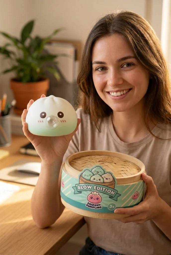 Giant Dumpling Squishy Cloud White with its box