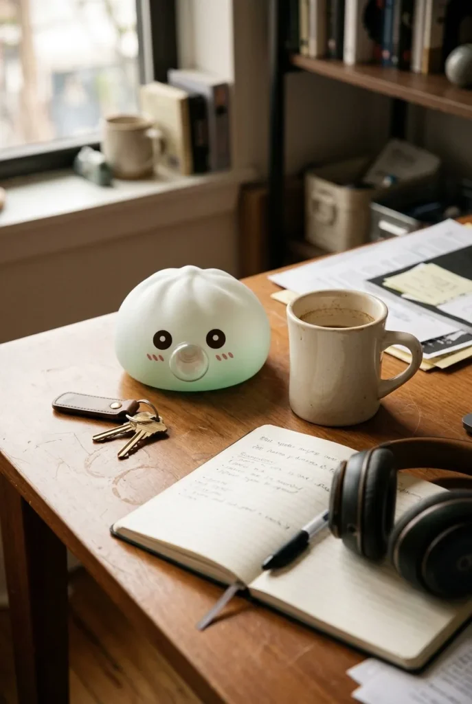 Giant Dumpling Squishy Cloud White on the desk