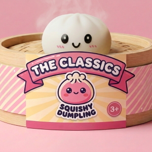 Snow White Dumpling Squishy in its bamboo steamer box