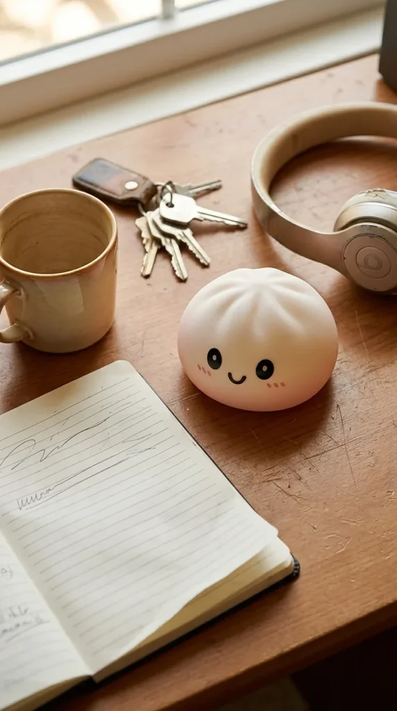 Snow White Dumpling Squishy on the desk