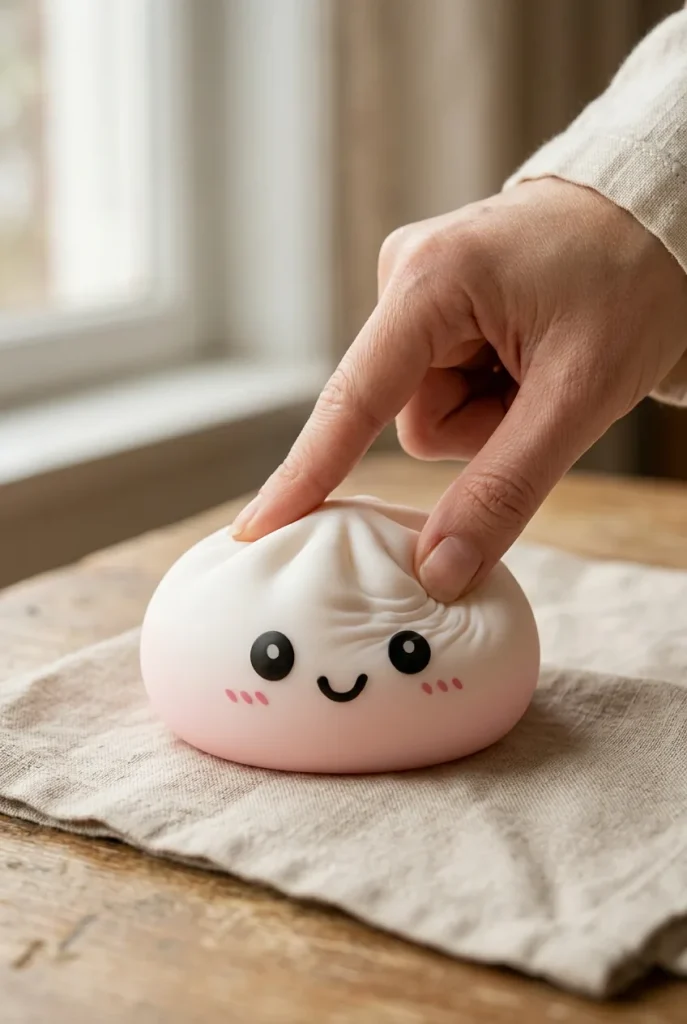 Snow White Dumpling Squishy mid-squish