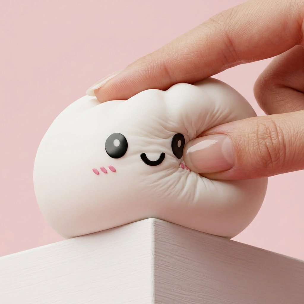 Snow White Dumpling Squishy — slow-rise effect, the foam springs back slowly