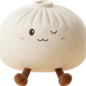 White XXL Dumplings Squishy Toy being squeezed, soft slow-rise foam