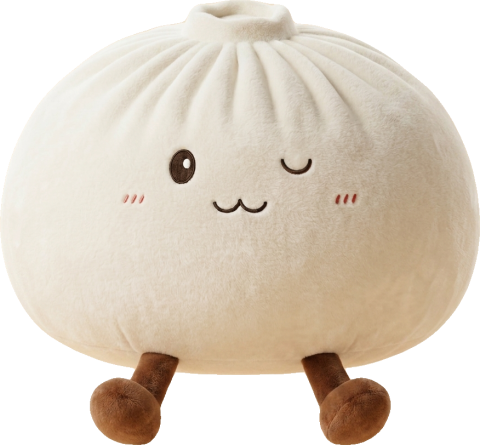 White XXL Dumplings Squishy Toy being squeezed, soft slow-rise foam