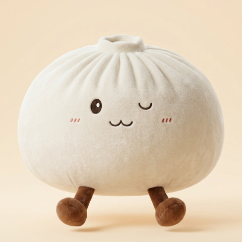 White XXL Dumplings Squishy Toy held in hand, actual size