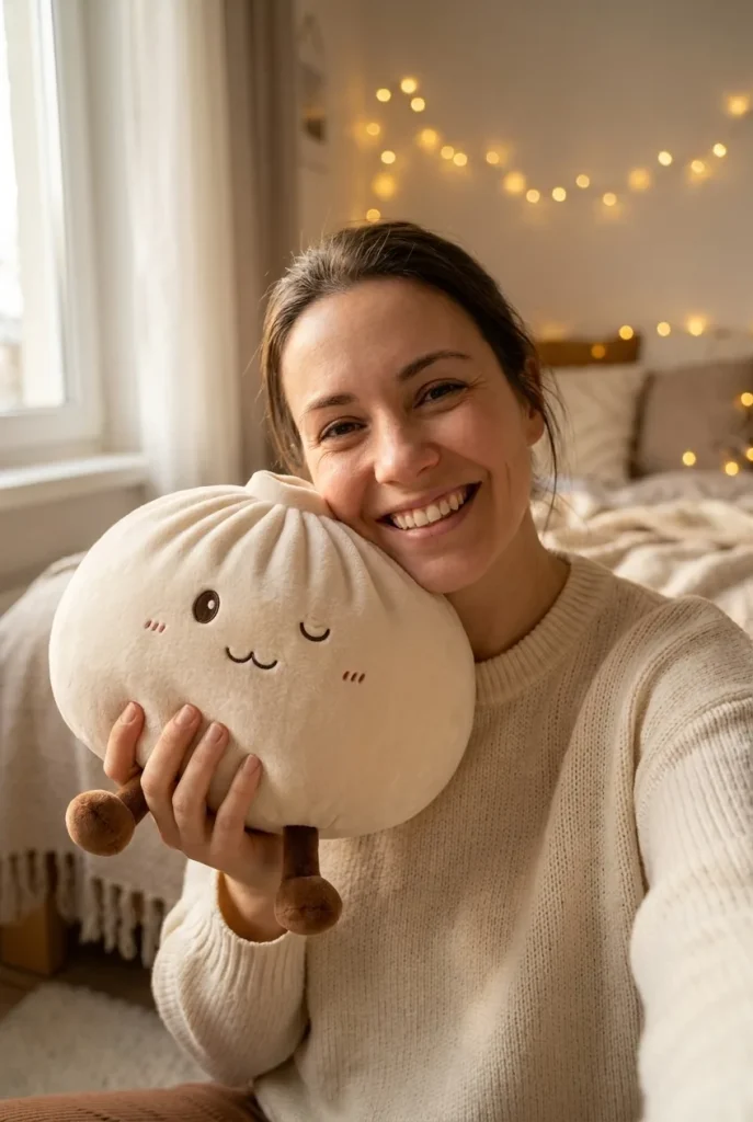 White XXL Dumplings Squishy Toy in everyday life