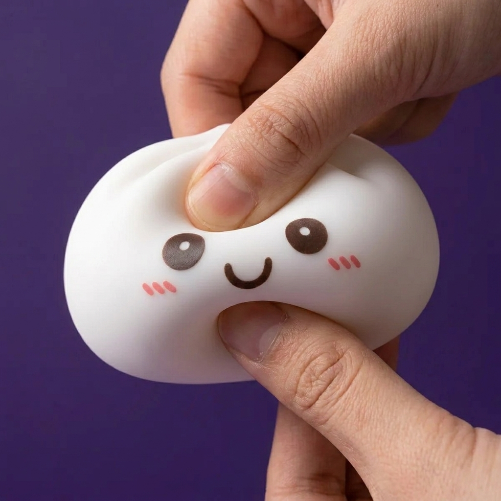 Moonlight White Dumpling Squishy Night Light — slow-rise effect, the foam springs back slowly
