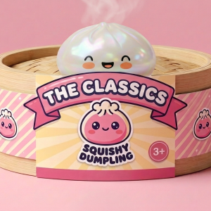 White Cloud Dumpling Squishy in its bamboo steamer box