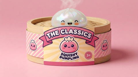 White Cloud Dumpling Squishy in its bamboo steamer box