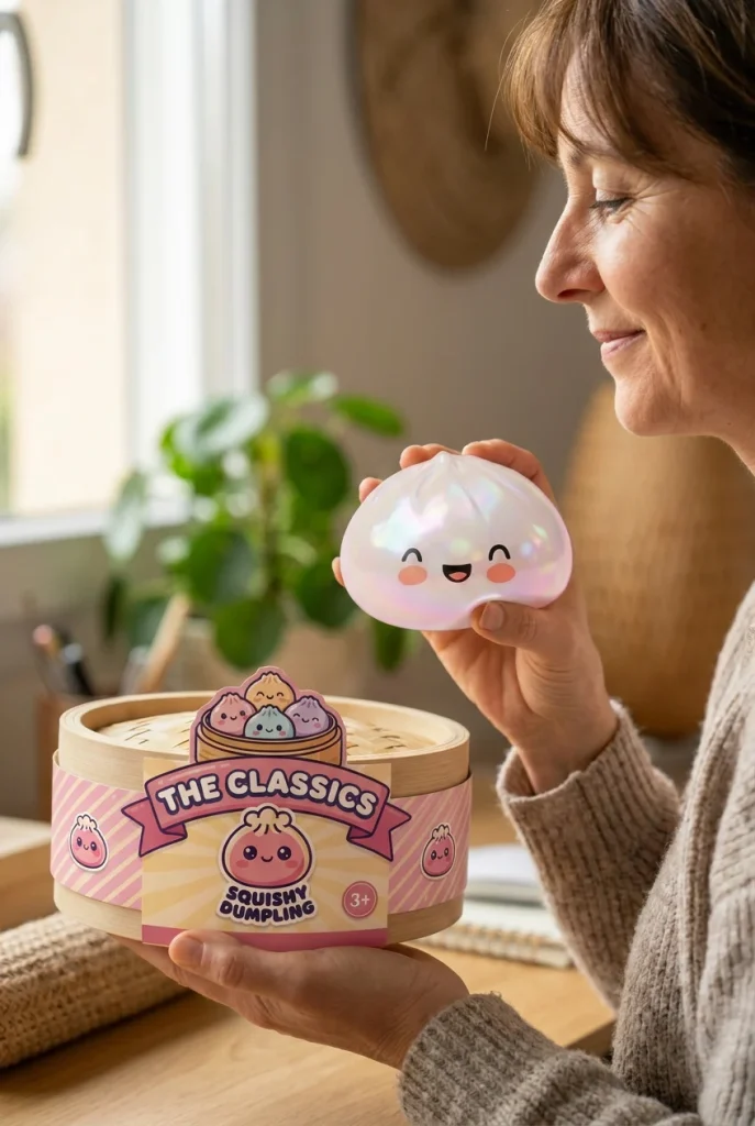 White Cloud Dumpling Squishy with its box