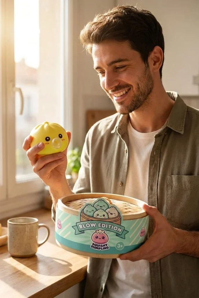 Jumbo Yellow Dumpling Squishy with its box