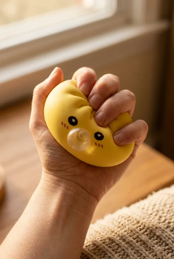 Jumbo Yellow Dumpling Squishy mid-squish