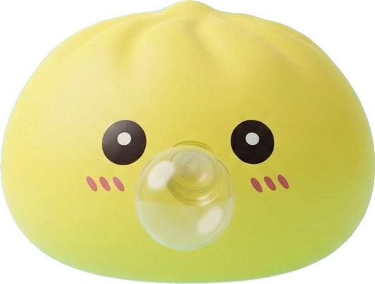 Jumbo Yellow Dumpling Squishy being squeezed, soft slow-rise foam