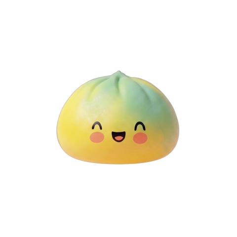 Yellow Fade Dumpling Squishy being squeezed, soft slow-rise foam