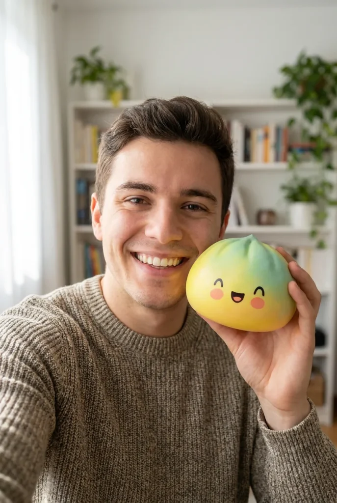 Yellow Fade Dumpling Squishy in everyday life