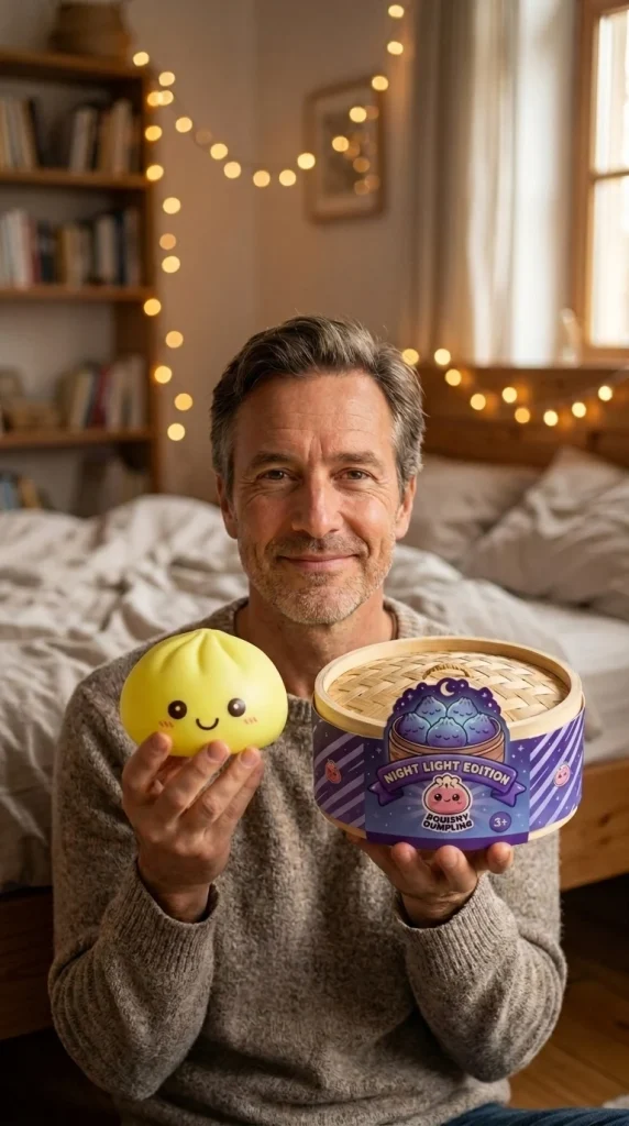 Sunshine Yellow Dumpling Squishy Night Light with its box