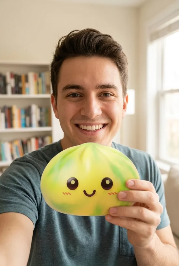 Yellow Tie Dye Dumpling Squishy in everyday life