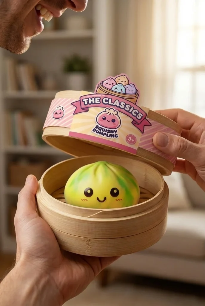 Yellow Tie Dye Dumpling Squishy unboxing moment