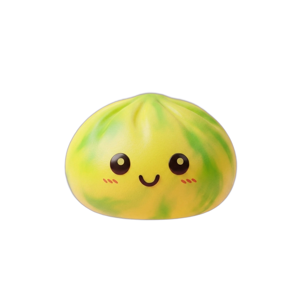 Yellow Tie Dye Dumpling Squishy being squeezed, soft slow-rise foam