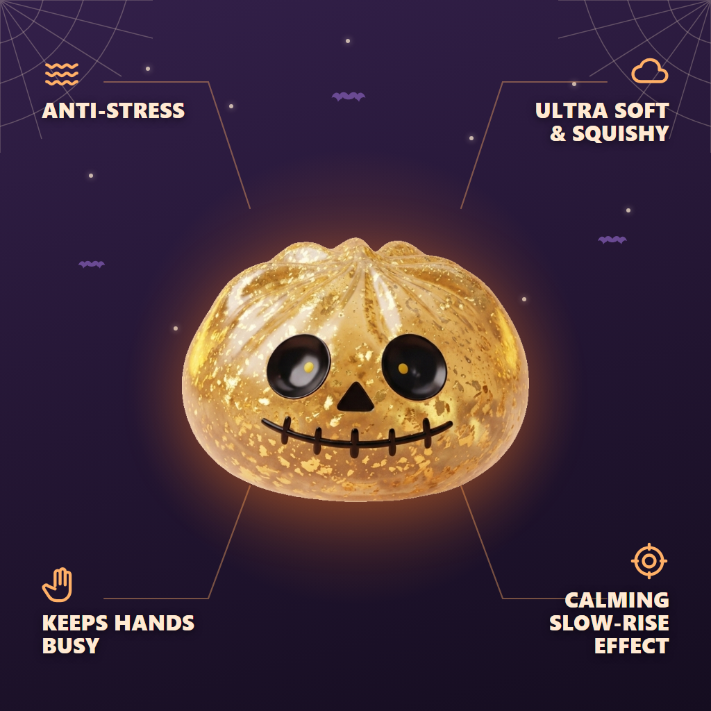 Gold Glitter Zombie Halloween Dumpling Squishy — its benefits