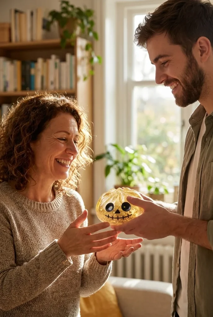 Gold Glitter Zombie Halloween Dumpling Squishy as a gift idea