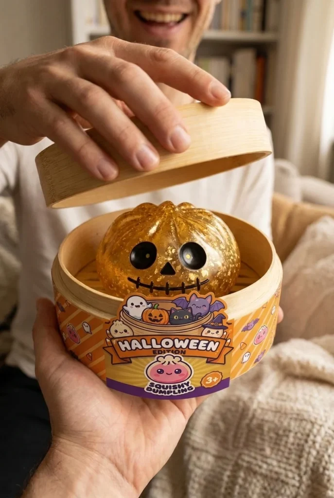 Gold Glitter Zombie Halloween Dumpling Squishy unboxing moment