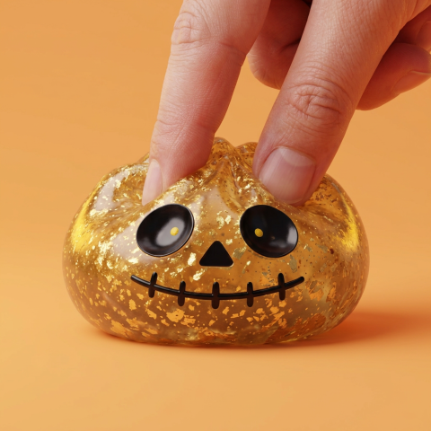 Gold Glitter Zombie Halloween Dumpling Squishy — slow-rise effect, the foam springs back slowly