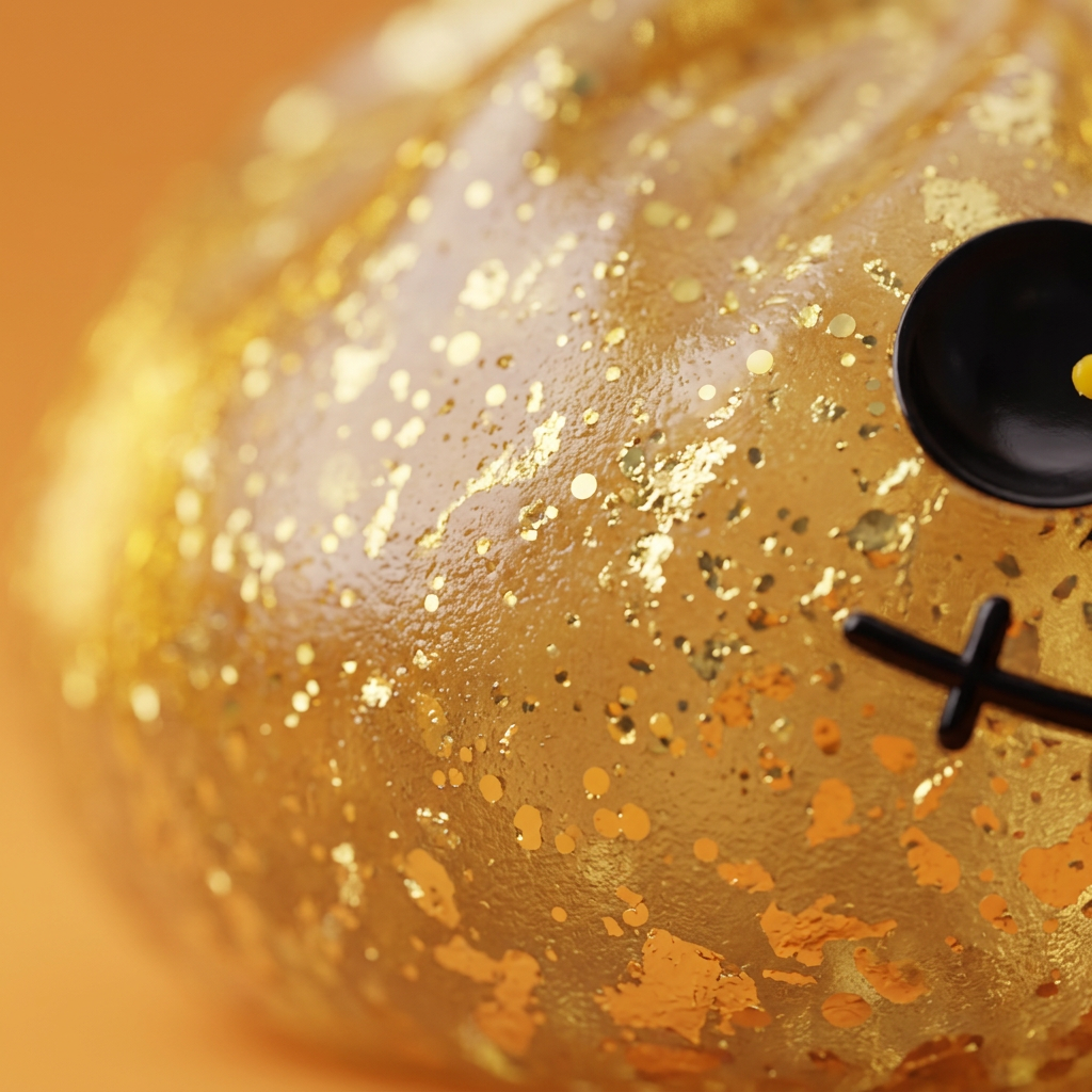 Gold Glitter Zombie Halloween Dumpling Squishy — close-up of the texture