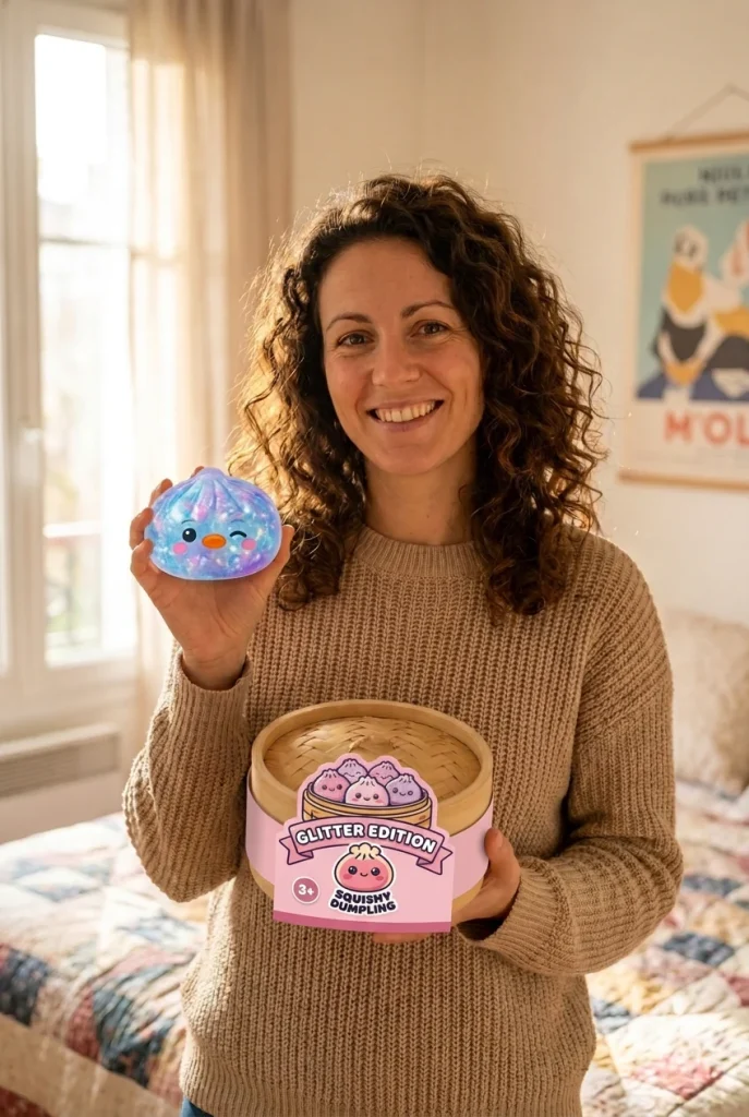 Galaxy Blue Penguin Dumpling Squishy with its box