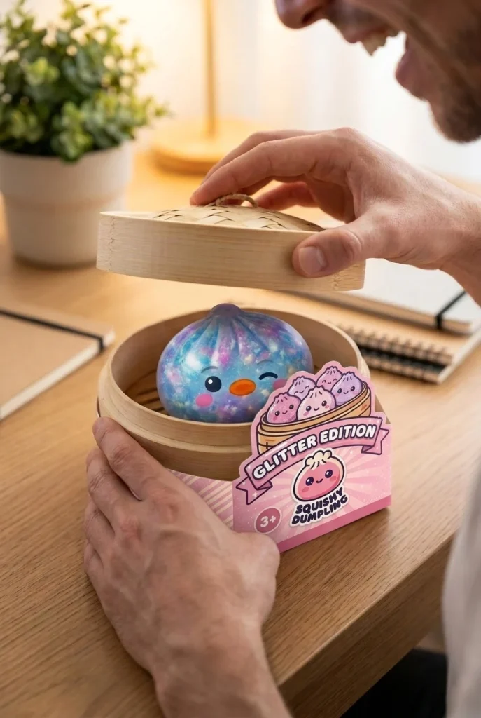 Galaxy Blue Penguin Dumpling Squishy unboxing moment