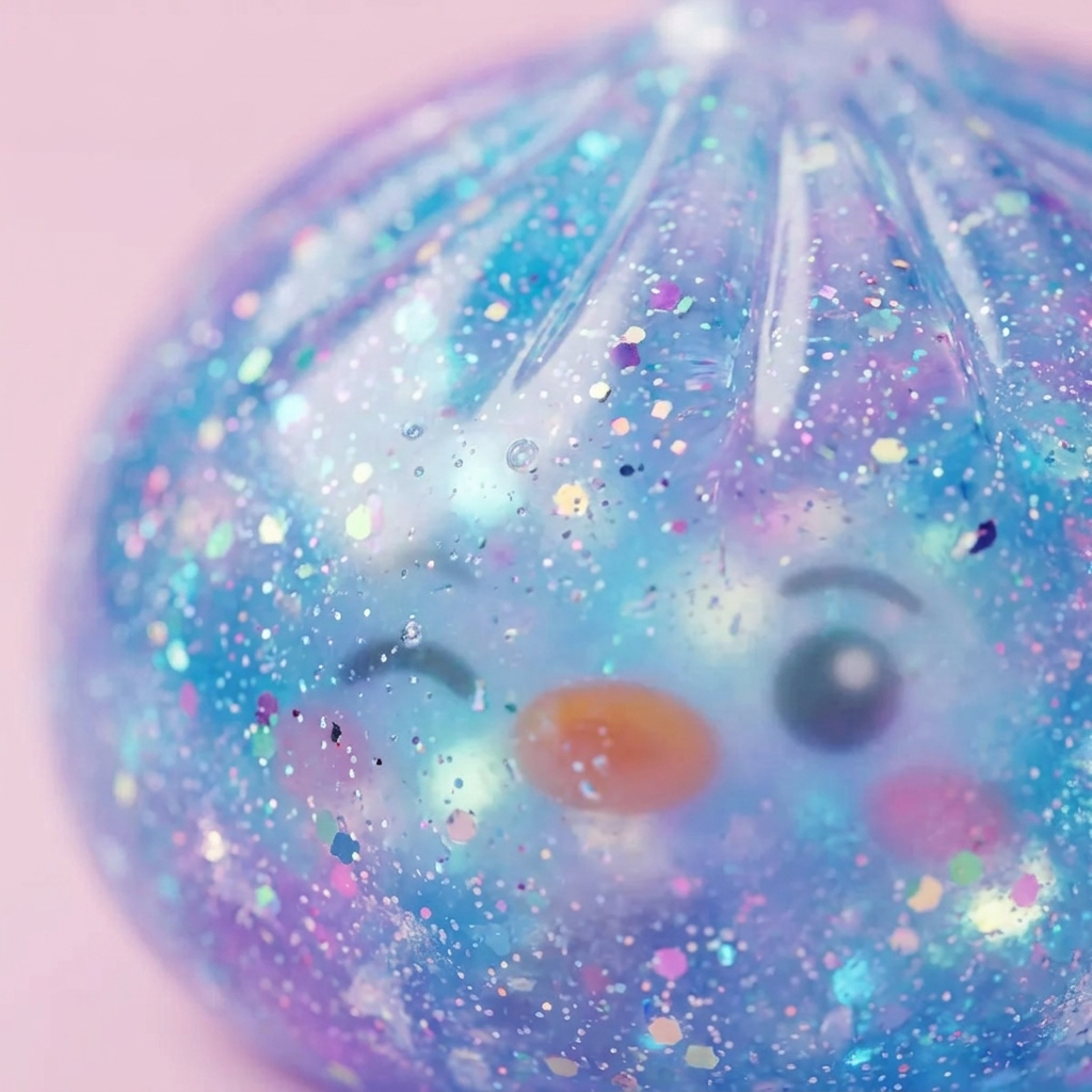 Galaxy Blue Penguin Dumpling Squishy — close-up of the texture