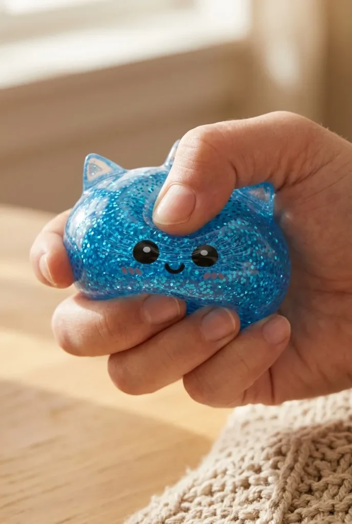 Blue Unicorn Glitter Dumpling Squishy mid-squish